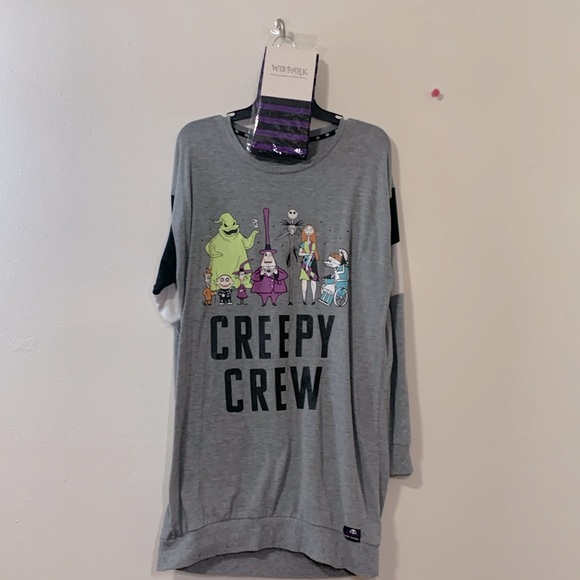 Disney Nightmare Before Christmas Creepy Crew Sleepwear W/Stockings Size M Used - Picture 1 of 8